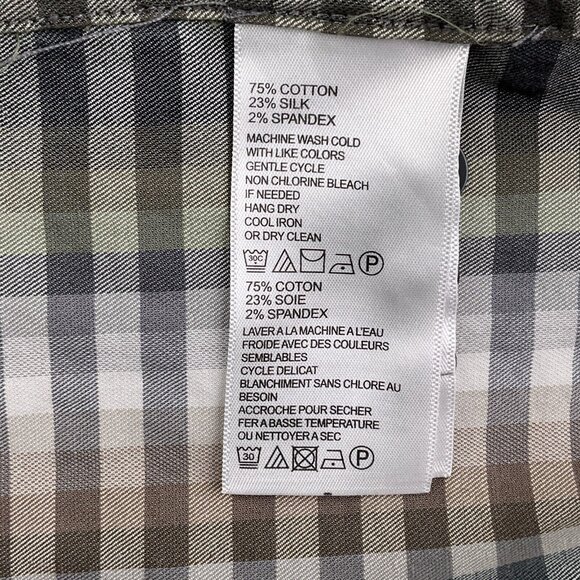 Tommy Bahama Shirt Mens 2XL Brown Gray Check Geometric Stripe Cotton Silk - Picture 4 of 10